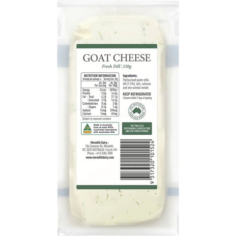 Meredith Dairy - Goat Cheese Chevre Dill 150g