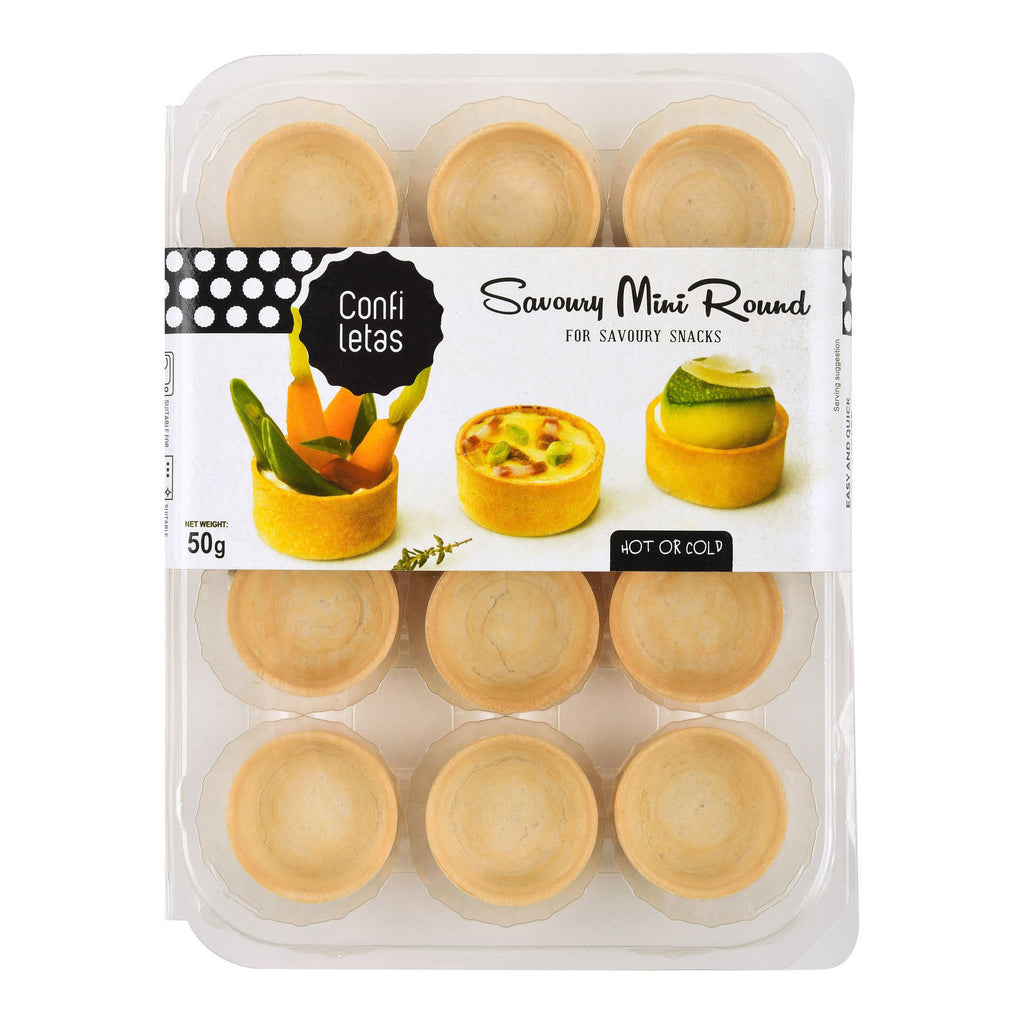 Confiletas Mini Savory Round Pastry Cases x 12 50g