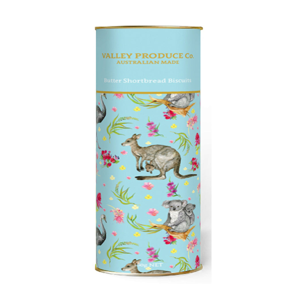 VPC Pure Butter Shortbread Embossed Tube - Australian Animals (Blue) 180g