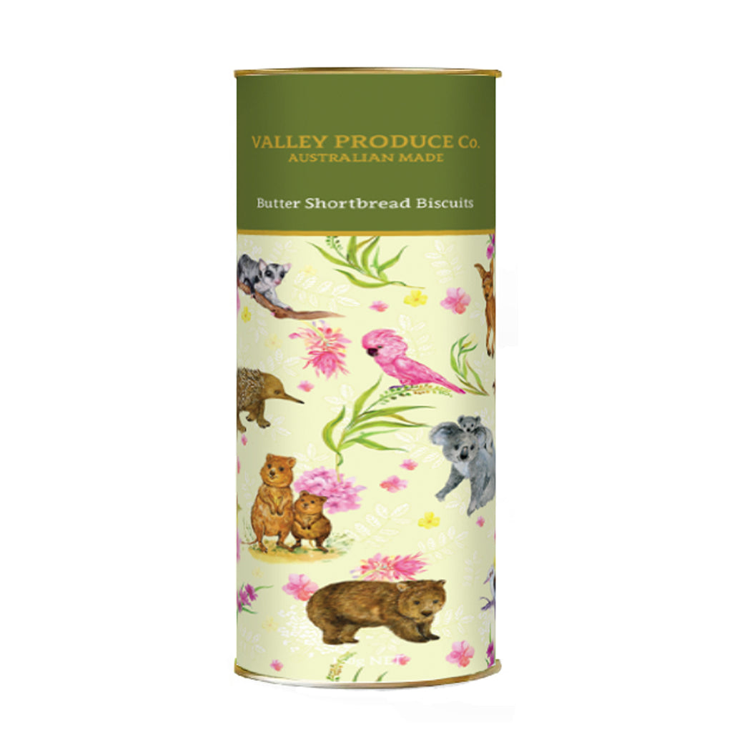 VPC Pure Butter Shortbread Embossed Tube - Australian Animals (Yellow) 180g