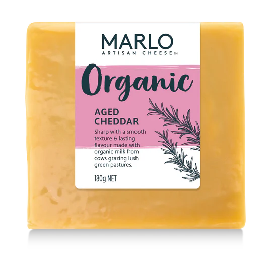 Aged Cheddar Organic 180g - Marlo Artisan Cheese