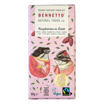 Raspberries In Dark Chocolate Block 80g - Bennetto